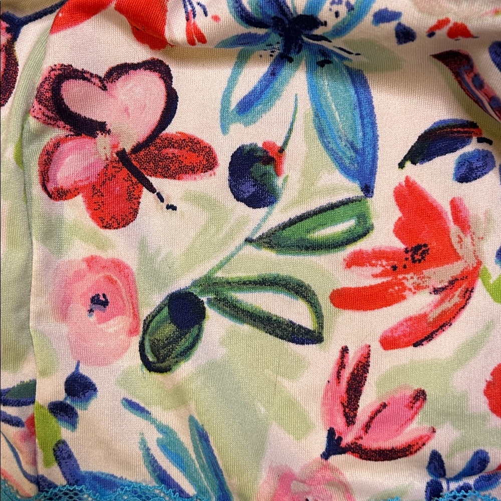 Lady Princess Floral Women's Shorts with Blue Lace Trim - Picture 6 of 6